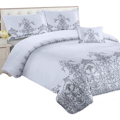 China Customized Anti Dust Mite Bedding Set White Gray Paisley Comforter Set 4pcs Set High Quality for sale