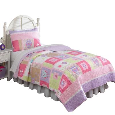 China Wholesale lightweight single bed quilting printed poliester colcha bedspread set for kids for sale