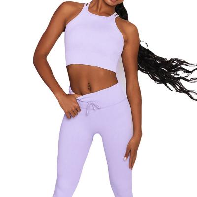 China Breathable Women Custom Workout Sets Sports Bra And Leggings Seamless Suit For Yoga Set for sale