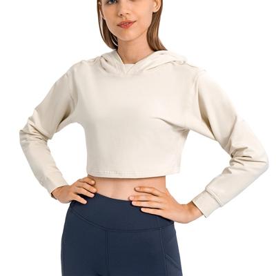 China Breathable Custom Long Sleeve Ladies Ladies Crop Top Pullover Sweatshirt Hoodies For Women Yoga Top for sale