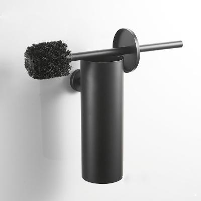 China Single Wall Mounted Black Matte Toilet Cleaner Brush 304 Stainless Steel Toilet Brush Holder for sale