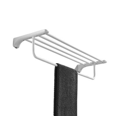 China Simple Matte White Reinforced Wall Mounted Towel Rack Bathroom Accessory Set Towel Rack Cover for sale