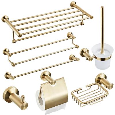 China Simple Gold Reinforced Wall Mounted Towel Rack Bathroom Accessory Set Towel Rack Cover for sale