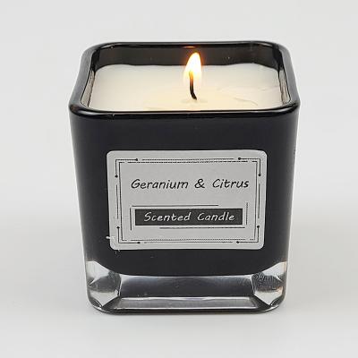 China Parties Wholesale Customized Luxury Black Square Private Label Cup Scented Candle for sale