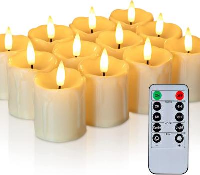 China Party Halloween Home Decoration 12 Pack 3D Electric Candle Timer Wick LED Candles Remote Control Flameless Wish Candles for sale