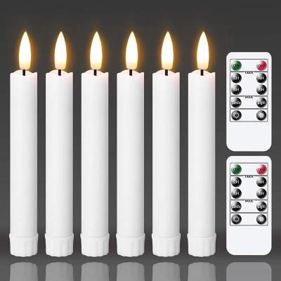 China Birthdays Plastic LED Taper Candles with Flickering Ivory Remote Control and Timer Flameless Battery Operated Candles for sale