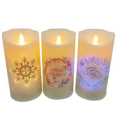 China Birthday Christmas Snowflake Head 3pcs/set Plastic Blinking Swing Electronic Candle for sale