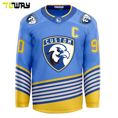 China Shirts & 100% Sublimated Polyester Men's Principal Hockey Jersey Fabric for sale