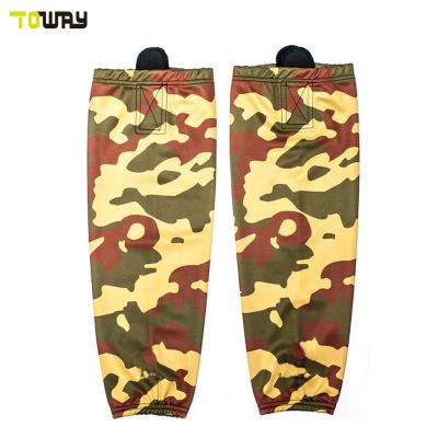 China Shirts & Wholesale Custom Tops 100% Polyester Sublimated Camouflage Hockey Socks for sale