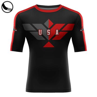 China High Elastic Short Sleeve Custom Sublimated Rash Guard Design for sale