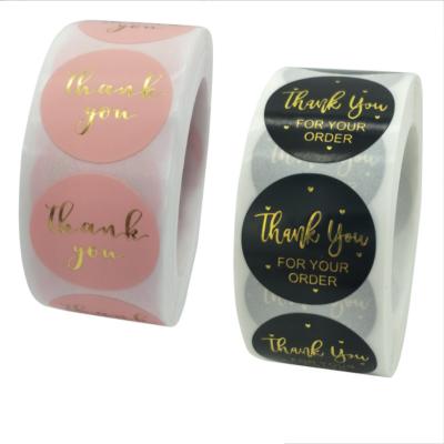 China Black Waterproof Explosive Pink Bronzing Thank You Sticker Seal Sticker Envelope Gift Wedding Decoration for sale