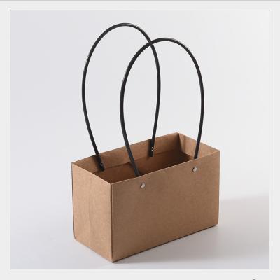 China Recyclable Flowers Carry Bag Rectangular Kraft Bags with Rope PVC Flower Box with Handle Waterproof Bouquet for sale