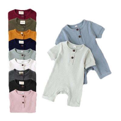 China 100% Cotton Baby Clothes Hang Strips For Romper Solid Color Fashion Multicolor Short Sleeve Baby Rompers for sale