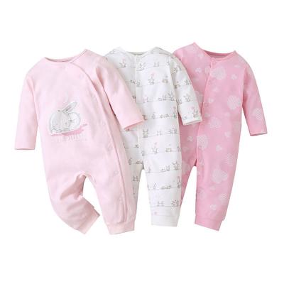 China 2021 Newborn 100% Cotton Three Piece Suit Rompers Boy Long Sleeve 100% Clothes Girl Baby Romper Sets for sale