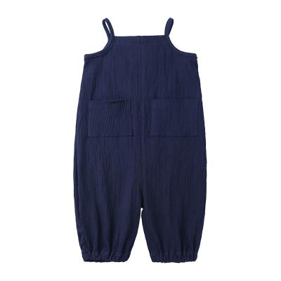 China 2021 China Manufacturer Children Casual Clothes Kids Summer Bamboo Sleeveless Overalls 100% Fiber Romper Shorts Sets for sale