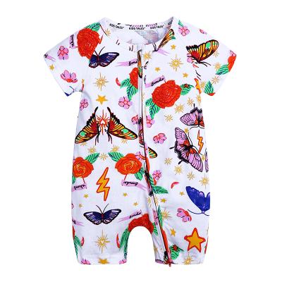 China Newest Fashion Delicate 100% Cotton Sleeve Shorts Cotton Toddler Romper Summer Organic Baby Romper Pajamas for sale