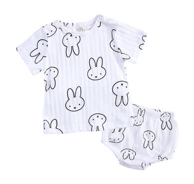 China Cute Toddler Infant Baby Clothes Breathable Style Cotton Shorts Sleeve Popular Baby Clothing Set for sale