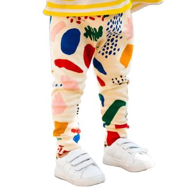 China Breathable Fashion Printed Pants High Quality 100% Cotton Flower Print Kids Baby Pants for sale