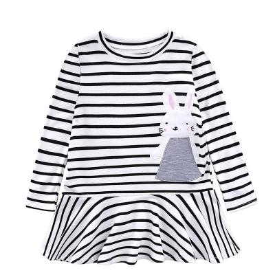 China Factory Directly Breathable Cotton Casual Stripe Dresses Baby Black And White Night Gown for sale