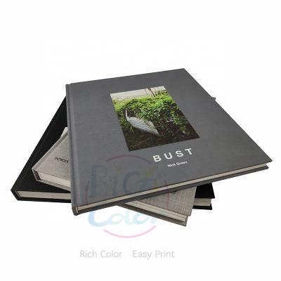 China Eco-friendly Fabric Textured Hardcover Book Coffee Table Photo Book Canvas Printing With Embossed Photo Window for sale