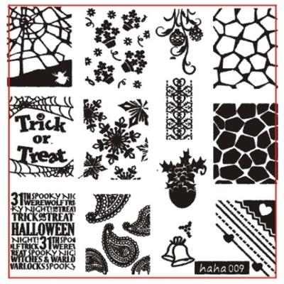 China Nail Art DIY Letter Nail Stamping Plate Lace Flower Bow Image Stamp Template Halloween Manicure Geometric Printing Stencil Tools for sale