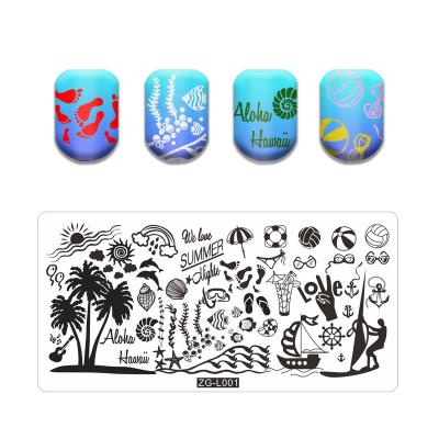 China New Ideal Seaside Scenery Design Nail Art Stamping Style DIY Image Nail Stamping Plates Manicure Stencil Set For Nail Stamping Plate for sale