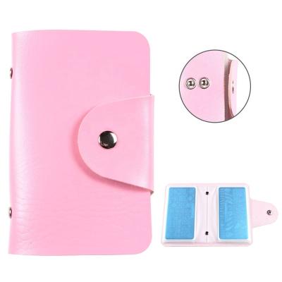 China Professional Nail Art Organizer Pink 20Slots Nail Art Stamp Plate Stamping Plates Holder Storage Bag PU Durable Leather Stamp Bag for sale