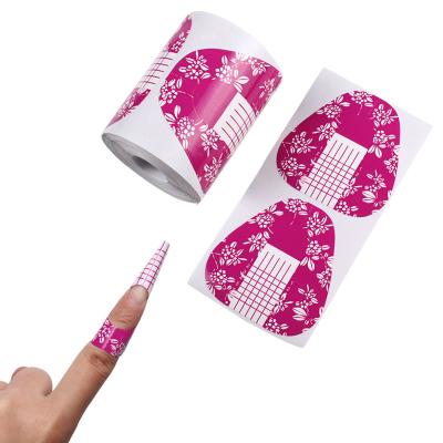 China Nail Salon DIY Nail Art 100Pcs Rose Red Horsesh Nail Form French Acrylic Gel UV Tips Extension Sticker Builder Form Guide Stencil Manicure Tool for sale