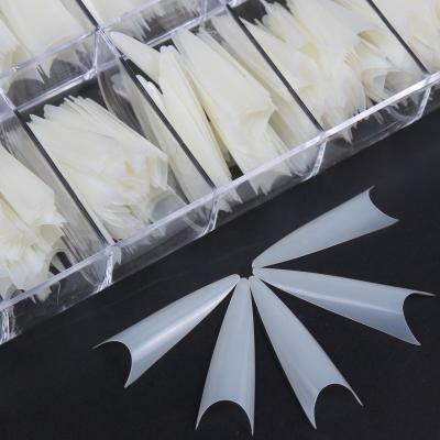 China Wholesale 500Pcs/Boxes Design Nails New Long French Stiletto Tips Natural Fake Nails Artificial Nails for sale