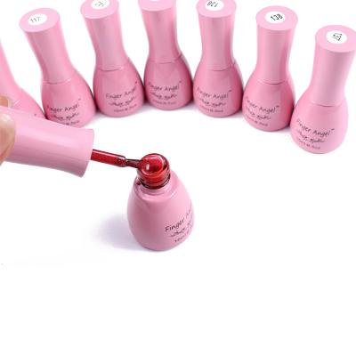 China Professional Nail Art Nail Gel Polish Bottle 144 Colors Nail Polish Gel Lacquer Bottle with Pink Lid and Printing for sale