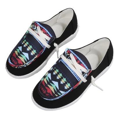 China New 2023 Round High Quality Hot Sale Vintage Boho Style Slip On Canvas Shoes Flat Sneakers for sale