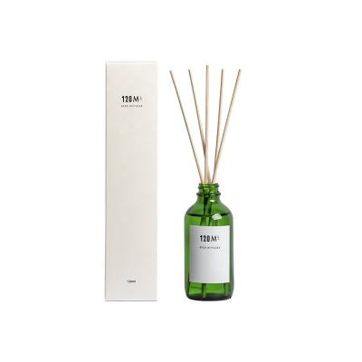 China Personal Care INS Style Boston Round 100ml 120ml 4oz Reed Green Diffuser Glass Bottles With Box Rattan Sticks for sale