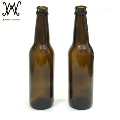 China 330ml Dark Brown Amber Glass Beverage Beer Bottle for sale