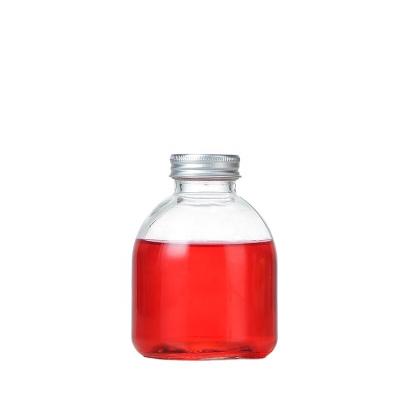 China Fat Beverage Round 250ml Fruit Wine Glass Bottles For Beverage Liquor With Aluminum Lid Screw Cap for sale