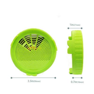 China Non Spill Wide Mouth 86mm Mason Jar Sprouting Lids Plastic Mesh Screen With Silicone Ring for sale