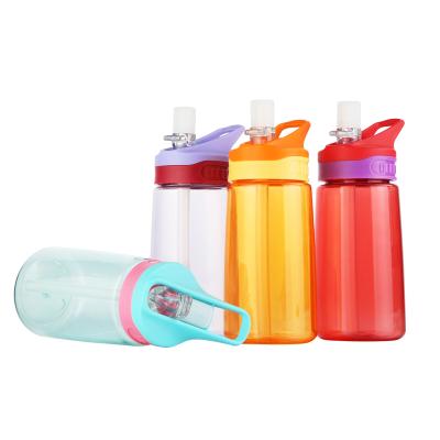 China 2021 New Design BPA Free Custom Logo Transparent Recycled Kids Camping Tritan Drinking Plastic Bottle Water With Rubber Straw for sale