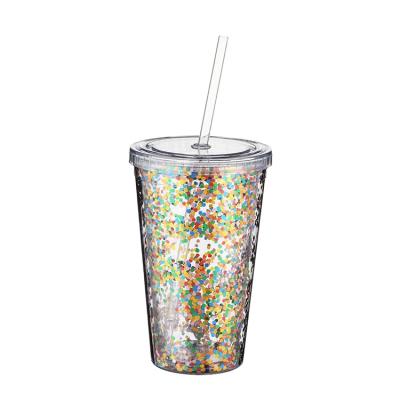 China Hot Selling Sustainable High Quality Low Price Double Wall Plastic Tumbler With Paper Insert for sale