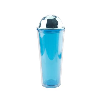 China Disposable Shiny Irregular Colorful Lid Plastic AS 22 Oz Double Wall Straw Cup for sale