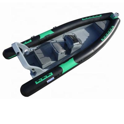 China CE 22.3ft Hypalon Strong RIB 680cm Rigid Fiberglass Hull Inflatable Rowing Fishing Boat With Motor for sale