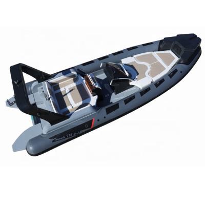 China Newest Large RIB 700 Luxury Fiberglass Family Entertainment Solarium 23ft Hypalon Inflatable Water Sport Boat With Motor For Sale for sale