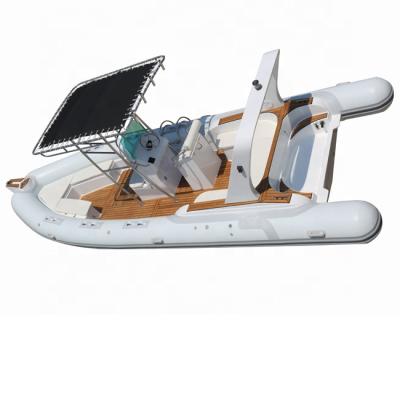 China Newest CE model fiberglass RIB 760 luxury fiberglass speed inflatable boat with outboard motor for sale for sale