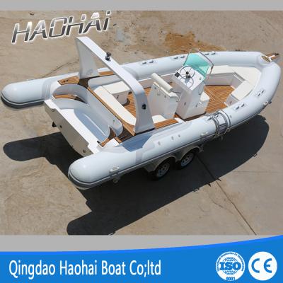 China 1.2mm PVC/Hypalon China Factory RIB 760 France Hypalon White Fiberglass Inflatable Boat For Fishing for sale