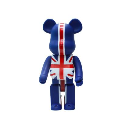 China Cartoon Toy Promotional Bearbrick 28Cm Blue Assembled Building Blocks Bear Collectible Violent Bear Action Numbers Anime Figure for sale