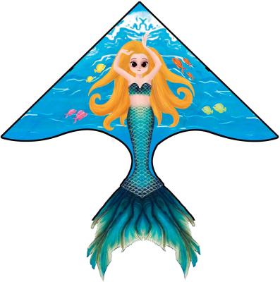 China 2021 Polyester Mermaid Kite For Kids And Adults Easy To Fly Kids Kites Beach Kite With 330 Ft String For Beach Family Outdoor Activity for sale