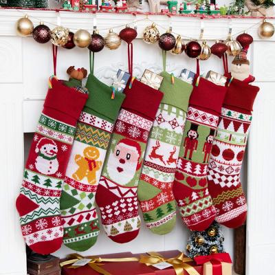 China Original Design Cotton Knitted Hanging Christmas Stocking Fireplace Christmas Ornament Decoration for sale