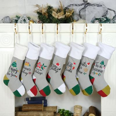 China 2021 New Original Design Polyester Color Jars Cut Hanging Christmas Stocking Fireplace Decoration for sale