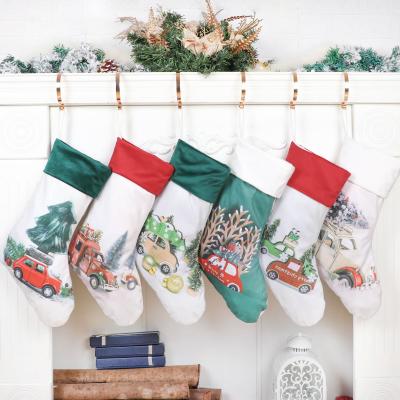 China 2021 New Design Polyester Original Christmas Stocking Fireplace Hanging Decoration for sale