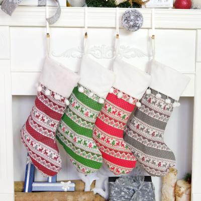 China 2022 New Design Polyester Bohemia Style Original Christmas Style Fireplace Stocking Hanging Decoration for sale