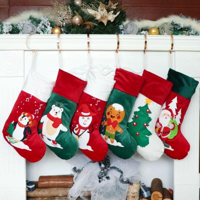 China Canvas/Cotton Original Design Velvet Embroidery Luxury Christmas Stocking For Classic Family Fireplace Decoration for sale