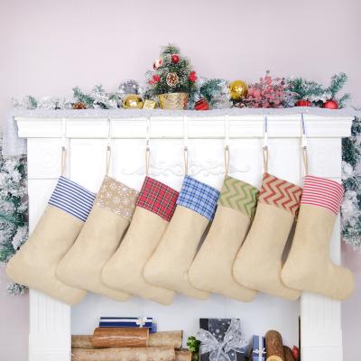 China Original Burlap Design Burlap Christmas Stockings for Family Holiday Decoration Natural Burlap for sale